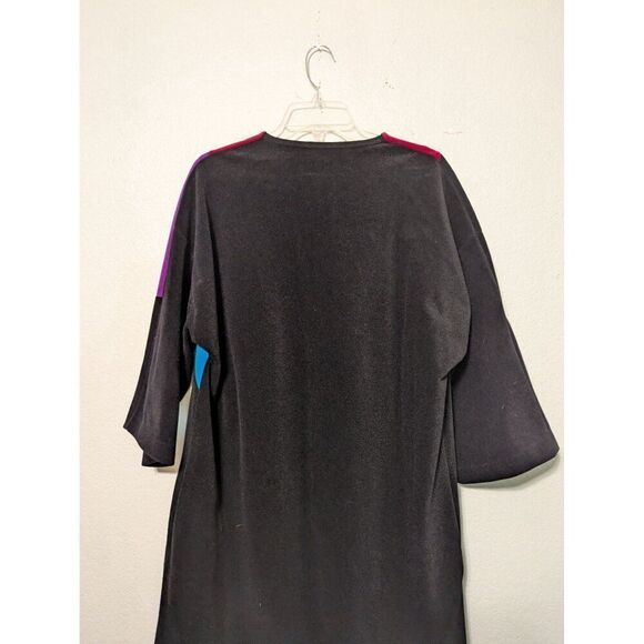 VTG Vanity Fair Color Block Black Zip Velour Robe House Coat Dressing Gown No Sz - Picture 11 of 11